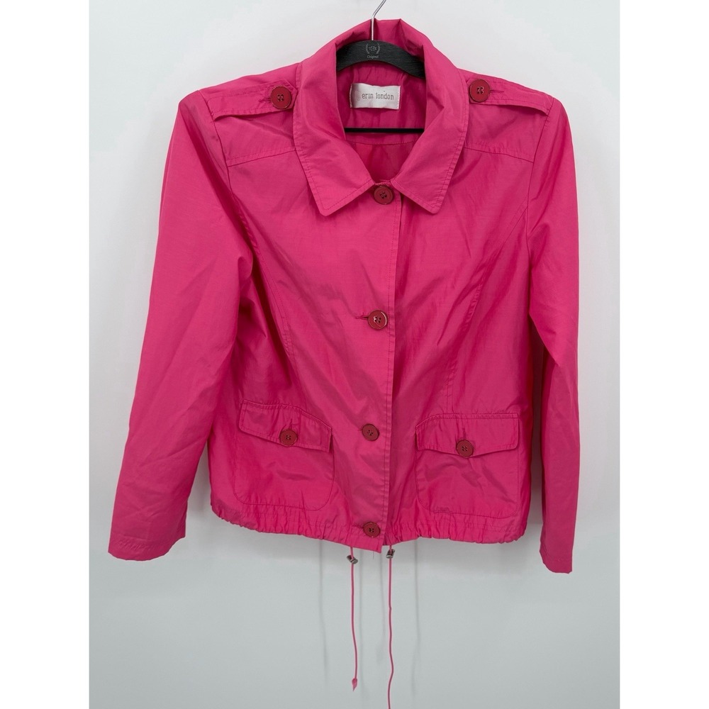Erin London Rain Jacket  Women's Size Small Pink‎ Lightweight Adjustable